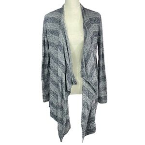 Barefoot Dreams CozyChic Island Wrap Cardigan S M Striped Marled Gray Blue